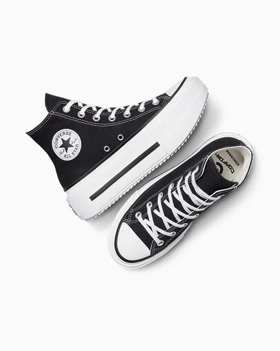 Chuck Taylor All Star Lift Double Stack Platform Canvas Black/White/Black, Angled View