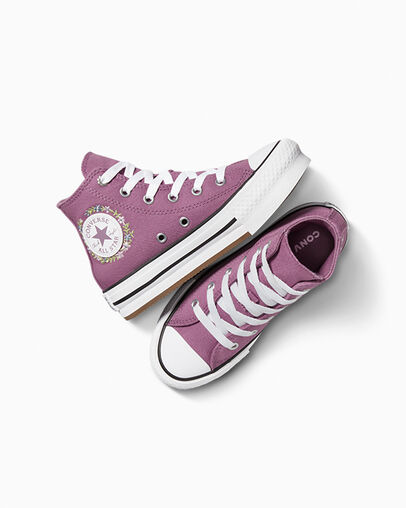Chuck Taylor All Star EVA Lift Platform Feline Florals Dreamy Dahlia/White/Black, Angled View