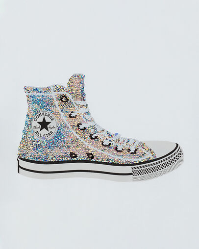 Flip Sequin Chuck T-Shirt White, Full Body View