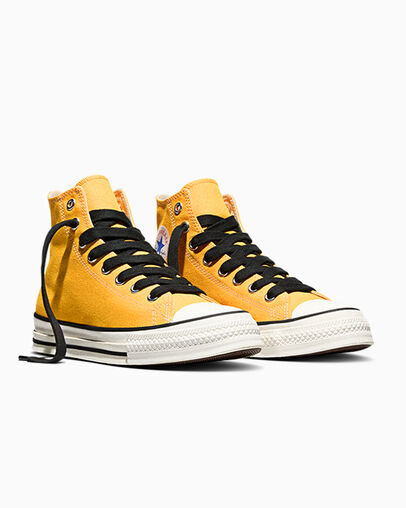 Chuck Taylor Throwback Gold Palm/Vintage White/Black, Top and Side View