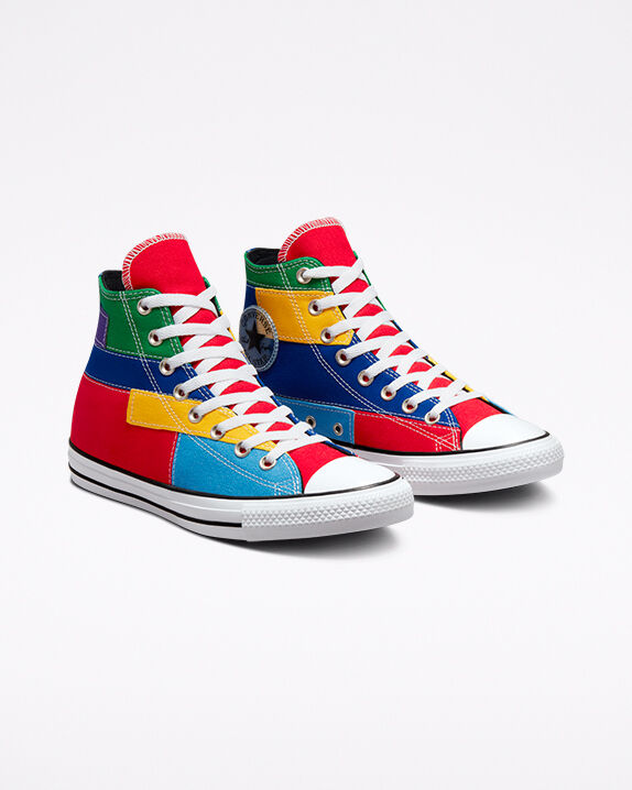 Converse Chuck Taylor All Star Patchwork High Top (Red Size 8.5) Unisex Canvas Shoes