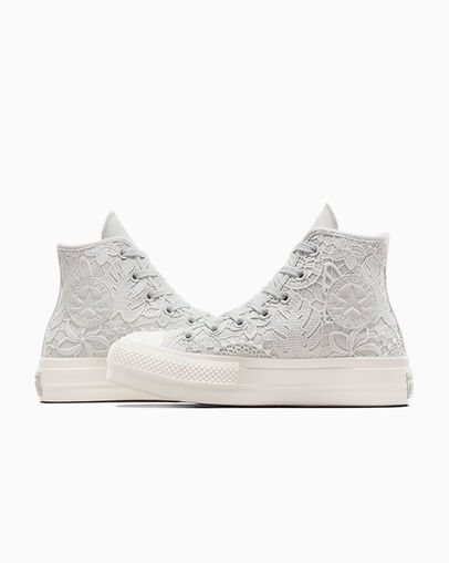 Chuck Taylor All Star Lift Platform Butterflies Fossilized/Egret/Fossilized, Detail Angle View