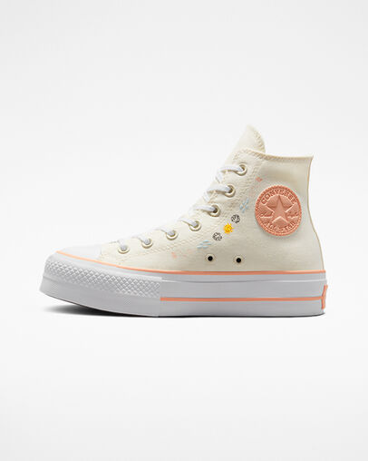 Chuck Taylor All Star Lift Platform Summer Florals Egret/Cheeky Coral/White, Inner Side View