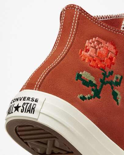 Chuck Taylor All Star Embroidered Roses Rugged Orange/Egret/Midnight C, Detail Angle View