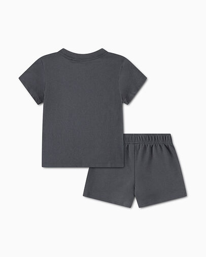 Chuck Taylor Patch T-Shirt and Shorts Set Dark Matter Grey/Shocking Orchid Pink, Back View