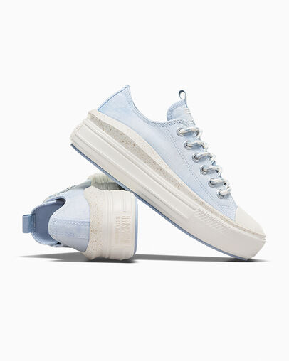 Chuck Taylor All Star Move Platform Washed Canvas Cloudy Daze Blue/Egret/Rainy Daze, Detail Angle View
