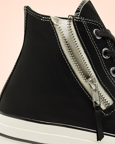 Leather Side Zip Chuck 70 Black/Egret/Egret