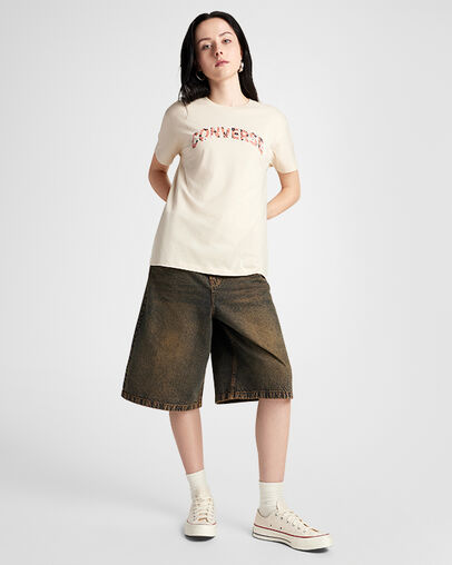 Relaxed Floral T-Shirt Light Dune, Full Body View