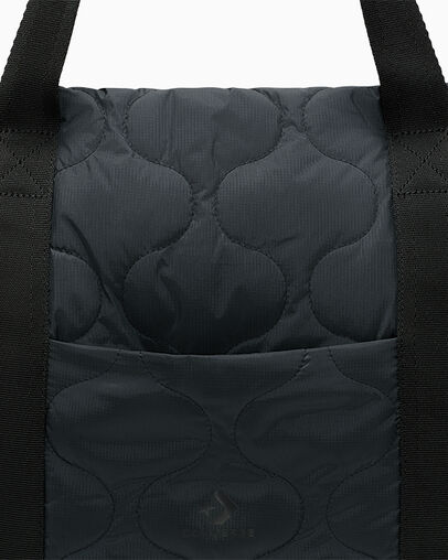 Quilted Tote Bag Converse Black, On Model View
