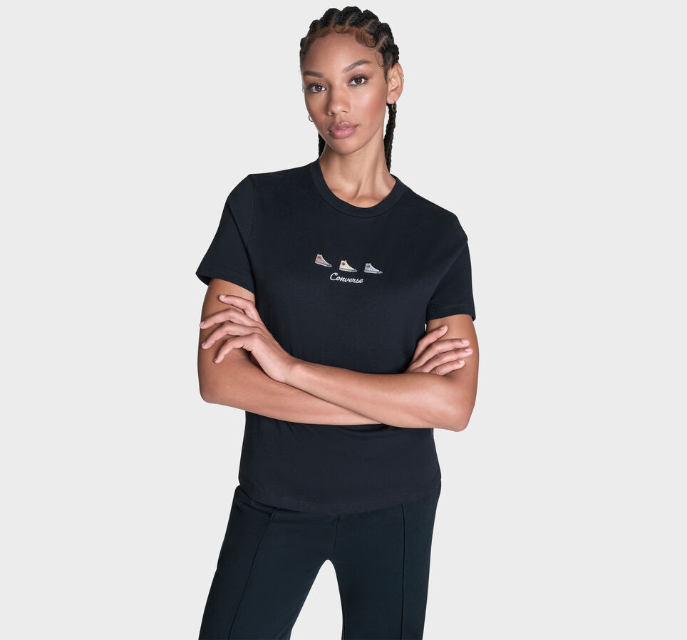 Trio Embroidered T-Shirt Converse Black