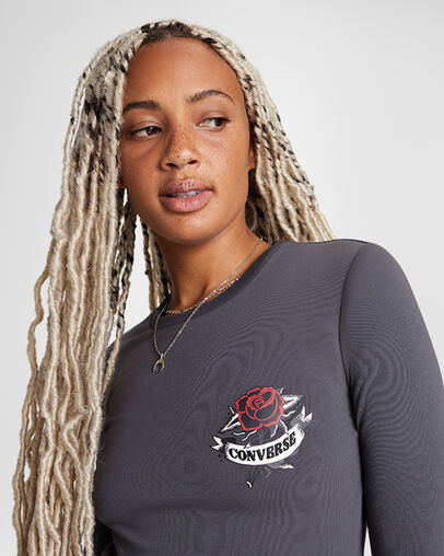 Rose Tattoo Long Sleeve T-Shirt Dark Matter, Detail View