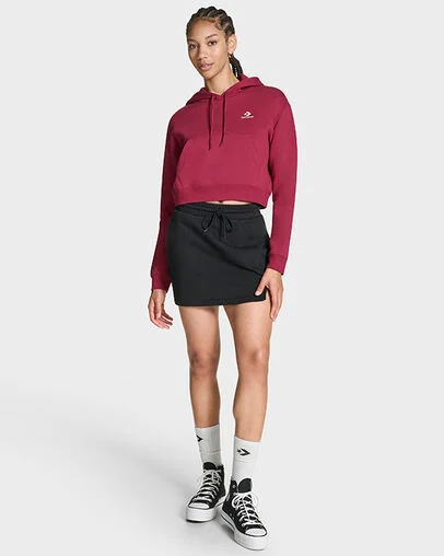 Star Chevron Cropped Hoodie Sporty Berry, Front View