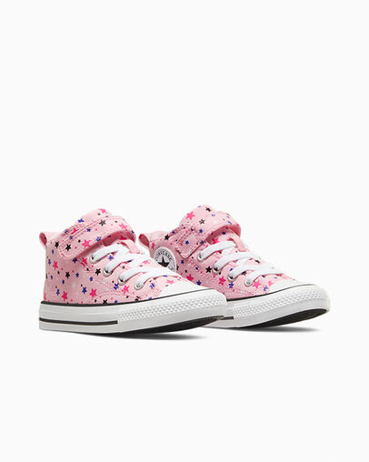Chuck Taylor All Star Malden Street Sparkle Mid Top Sunrise Pink/White/Black, Top and Side View