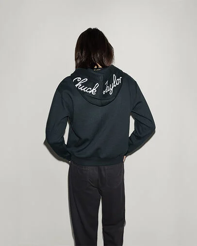 Signature Zip-Up Hoodie Converse Black, Full Body View