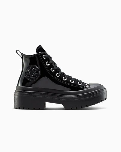 Chuck Taylor All Star Lugged Heel Platform Patent Leather Black/Black/Black, Outer Side View
