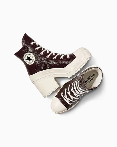 Chuck 70 De Luxe Heel Crinkle Leather Bloodstone/Egret/Black, Angled View