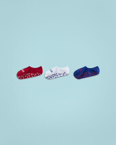 3-Pack Star Gripper No-Show Socks Enamel Red, Front View