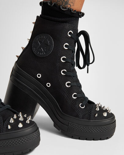 Chuck 70 De Luxe Heel Platform Studded Black/Black/Black, Reflective View