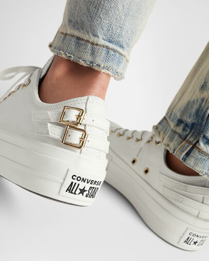 Chuck Taylor All Star Lift Platform Buckle Egret/Egret/Black, Reflective View