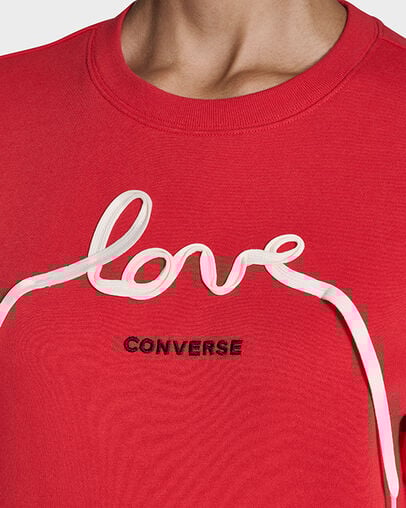 Love Lace Long Sleeve Crew Converse Red