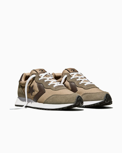 Omega Trainer Suede Vintage Cargo Brown/Truffle/White, Top and Side View