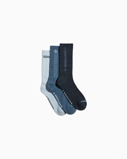 3-Pack Herringbone Crew Socks Blue, Front View