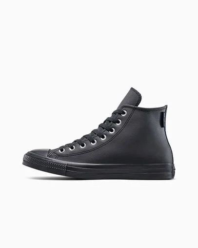 Chuck Taylor All Star Water-Repellent Leather Black/Black/Black, Inner Side View