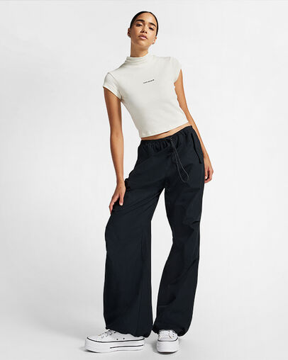 Wordmark Short Sleeve Top Converse Egret, Back View