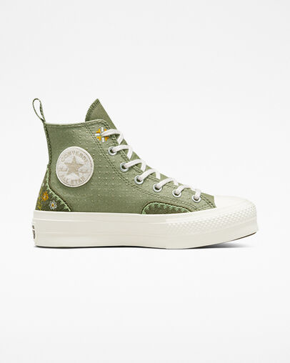 Chuck Taylor All Star Lift Platform Autumn Embroidery Light Field Surplus/Utility, Outer Side View