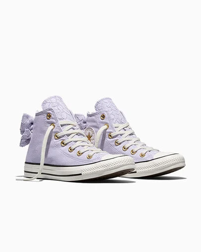 Chuck Taylor All Star Bows and Lace Almost Lavender/Vintage White, Top and Side View