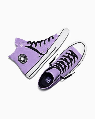 CONS Chuck Taylor All Star Pro Suede Lilac Soda/Black/White, Angled View