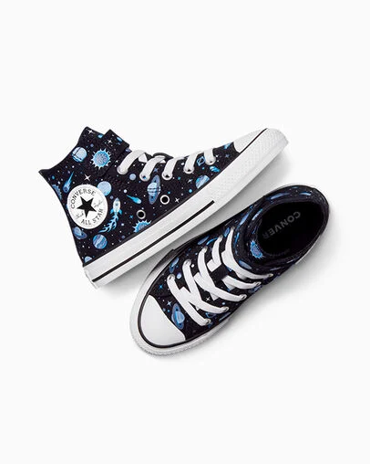 Chuck Taylor All Star Space Explorer Easy-On Black/White/Slacker Blue, Angled View