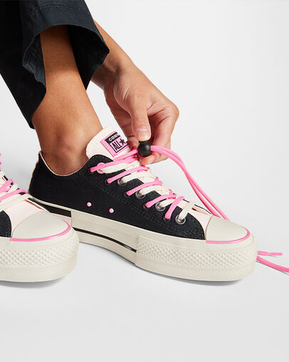 Chuck Taylor All Star Lift Platform Black & Pink Black/Fable Pink/Egret, Reflective View