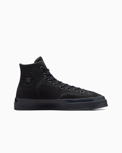 Chuck 70 Marquis Nubuck & Suede Black/Black/Black, Outer Side View