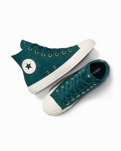 Chuck Taylor All Star Cosmic Embroidery Jaded Teal/Egret, Angled View