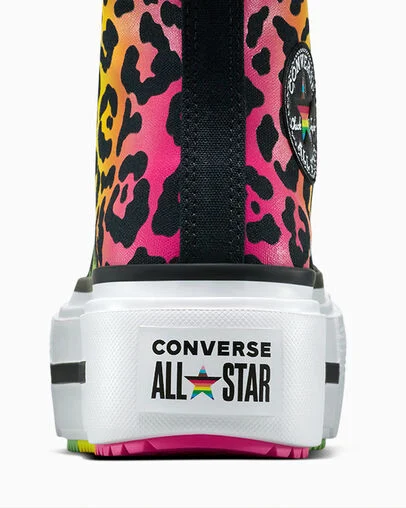 Chuck Taylor All Star Lift Double Stack Platform Pride Chaos Fuchsia/Orange Rind, Detail Angle View