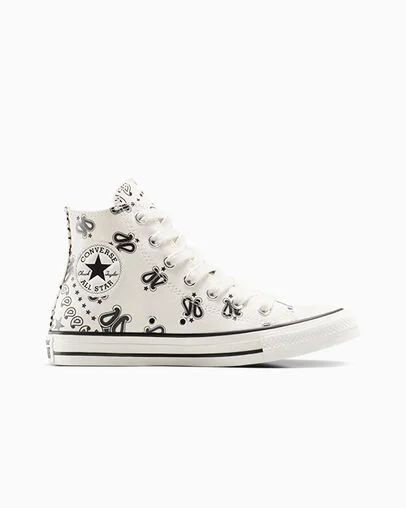 Chuck Taylor All Star Paisley Egret/Black/Egret, Outer Side View