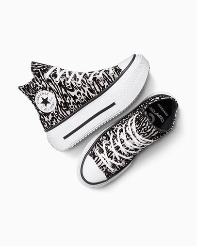 Chuck Taylor All Star Lift Double Stack Platform Leopard Black/Frozen Thistle/White, Angled View