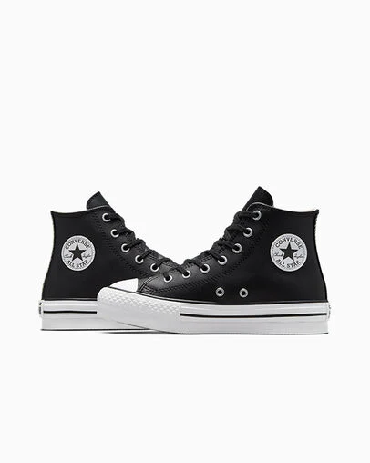 Chuck Taylor All Star EVA Lift Platform Leather Black/Natural Ivory/White, Detail Angle View