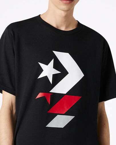 Repeated Star Chevron Short Sleeve Converse Black