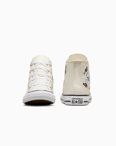 Chuck Taylor All Star Butterflies Egret/Black/White, Heel View