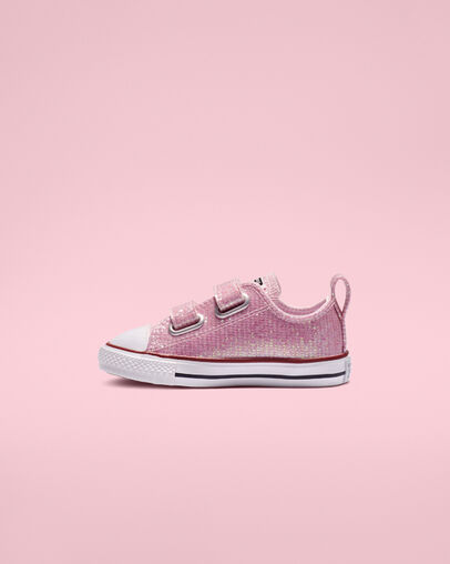 Chuck Taylor All Star Hook and Loop Sparkle Low Top Pink Foam/Enamel Red/White