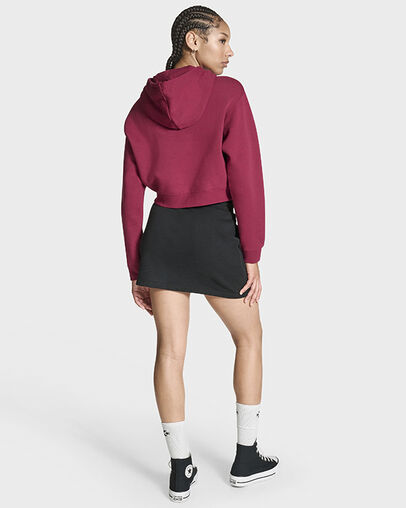 Star Chevron Cropped Hoodie Sporty Berry, Detail View