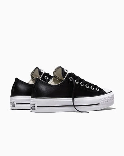 Chuck Taylor All Star Lift Platform Leather Black/Black/White, Heel View