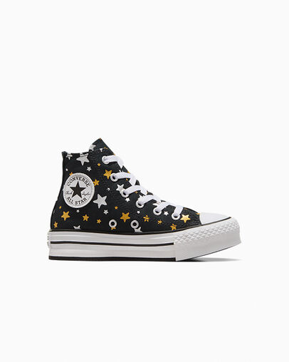 Chuck Taylor All Star Platform Lift Sparkle Black/Silver/Gold, Outer Side View