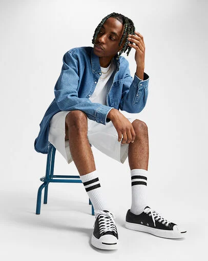 Jack Purcell Leather Black/White/White, On Foot Shot 2