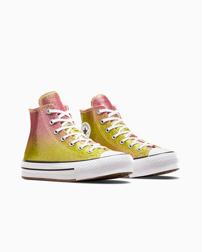 Chuck Taylor All Star EVA Lift Platform Citrus Glitz Like Butter Yellow/Donut Glaze/White, Top and Side View