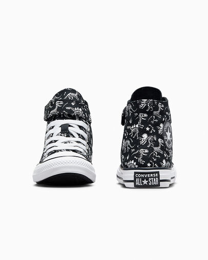 Chuck Taylor All Star Easy-On Dinos Black/White/White, Heel View
