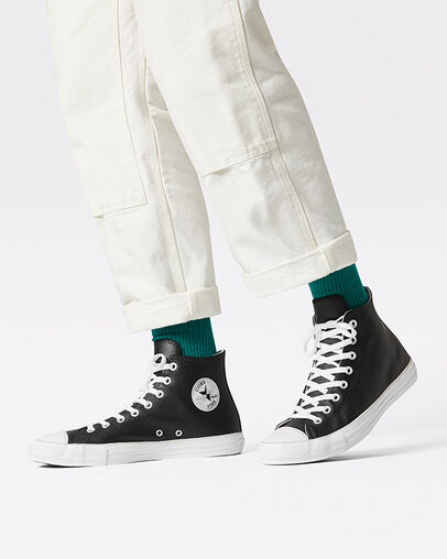 Seasonal Color Leather Chuck Taylor All Star Black/White/Mouse