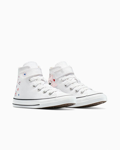 Chuck Taylor All Star Easy-On Doodles White/Pink Frosting/My Jam, Top and Side View